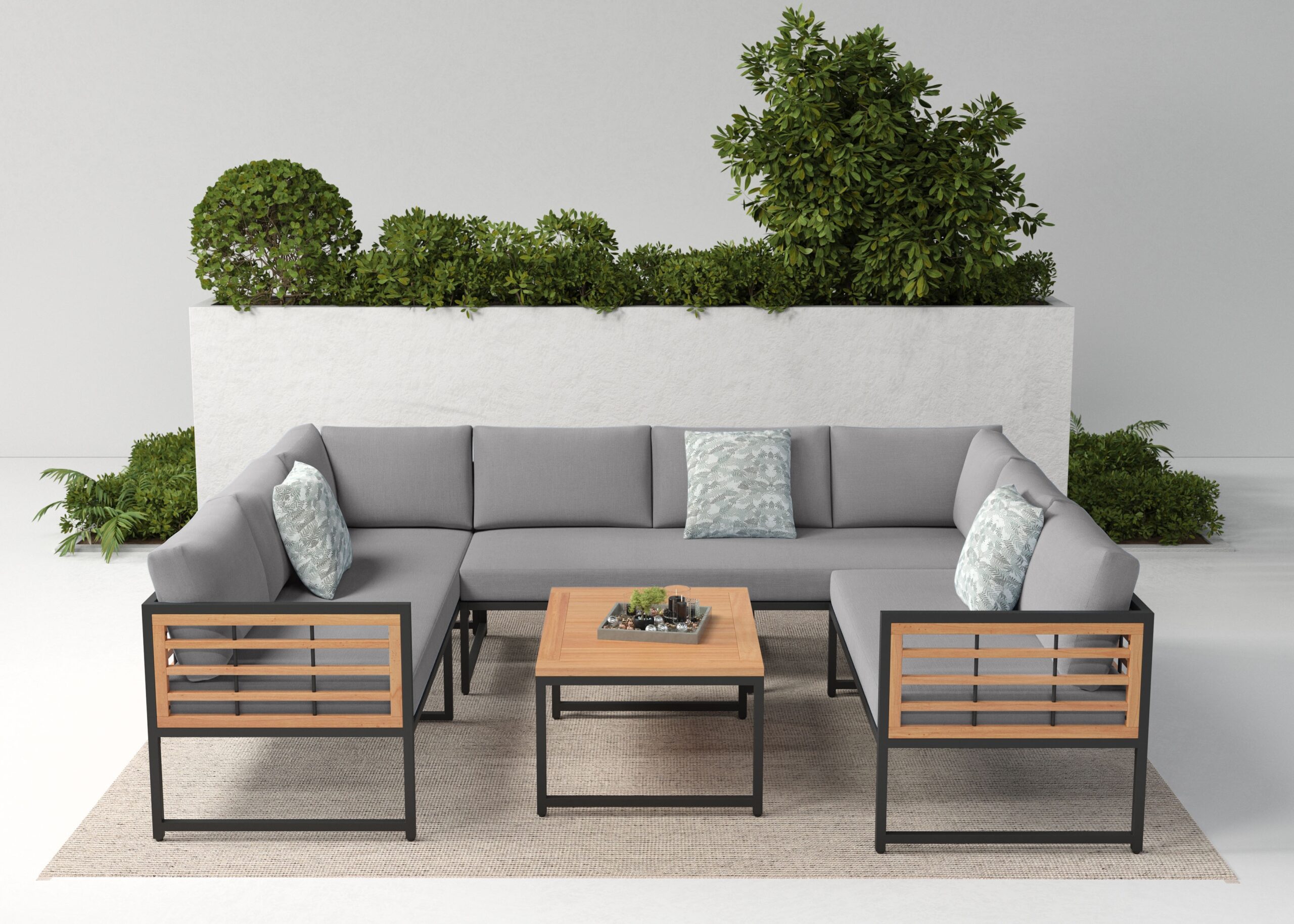 KONIFERA Gartenlounge-Set "Delphi", (Set, 20 tlg., 2x3er Sofa, 1x 2er Sofa, 1x Tisch 80x60x42cm, inkl. Kissen, Stahl), Akazienholz, inkl. 3 Dekokissen, verschiedene Stellmöglichkeiten