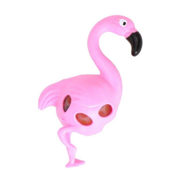 Krüger & Gregoriades Spielball Flamingo Quetsch Stressball mit bunten Gel-Kugeln