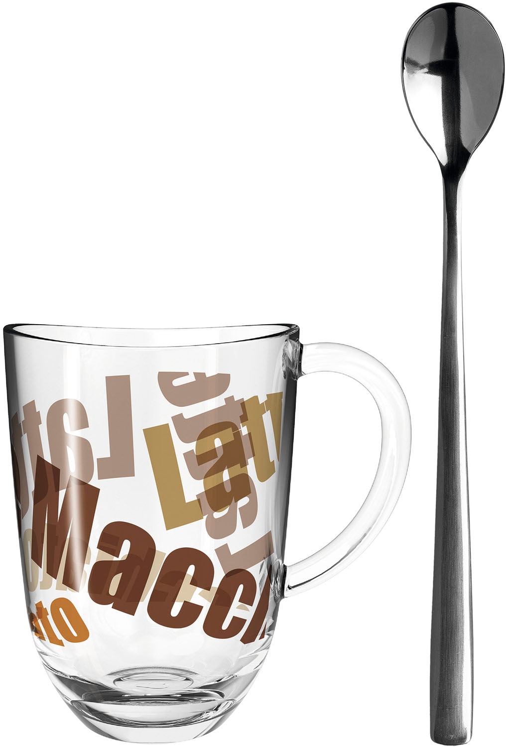 LEONARDO Latte-Macchiato-Tasse "NAPOLI", 4tlg. Set: 2 Tassen und 2 Löffel