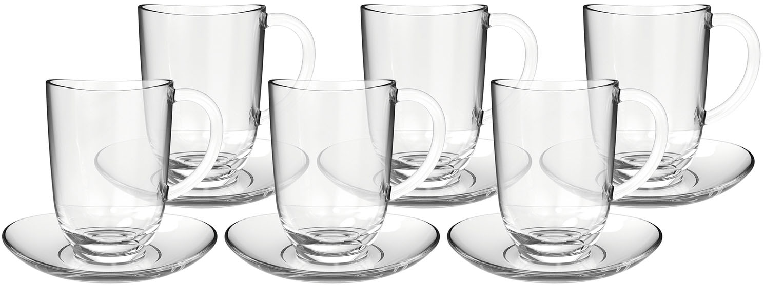 LEONARDO Latte-Macchiato-Tasse "NAPOLI", (Set, 12 tlg., 6 Latte Macchiatotassen-6 Untertassen), 380 ml, 12-teilig