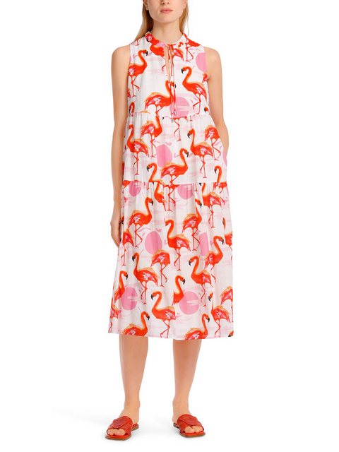 Marc Cain Maxikleid "Collection Summer Flash" Premium Damenmode Stufenkleid mit Flamingo-Print