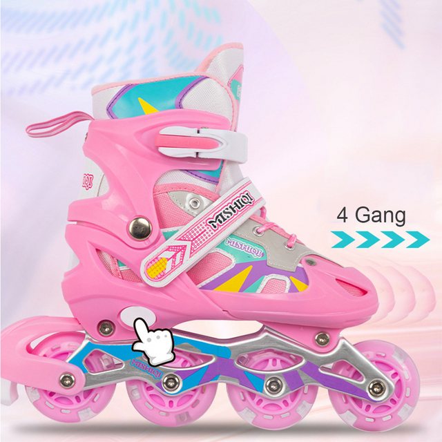 Masbekte Inlineskates, (Set 4 Gang Verstellbare Inline Skates, Größe 37-41, Leuchtend), Umschaltbare, Doppelreihe, für Kinder Junge Mädchen Erwachsene