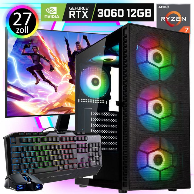 Meinpc Gaming PC Komplettsystem Trooper PC-Komplettsystem (27,00", AMD Ryzen 7 5700X, RTX 3060, 32 GB RAM, 1000 GB SSD, Windows 11 Pro, Gaming, Gamer, RGB)