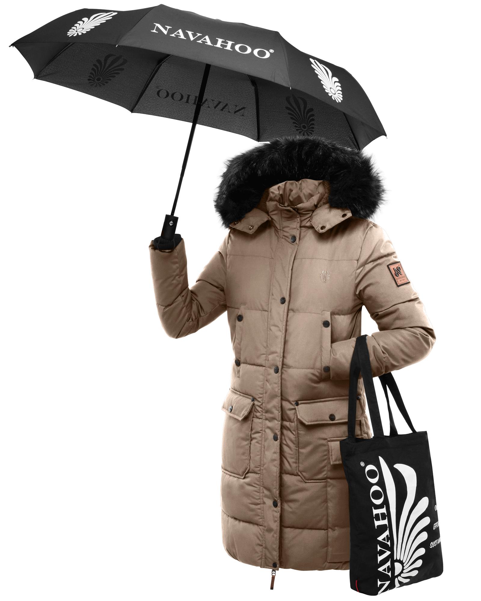 Navahoo Wintermantel "Cosimaa", Warmer Damen Parka inkl. Einkaufstasche und Regenschirm