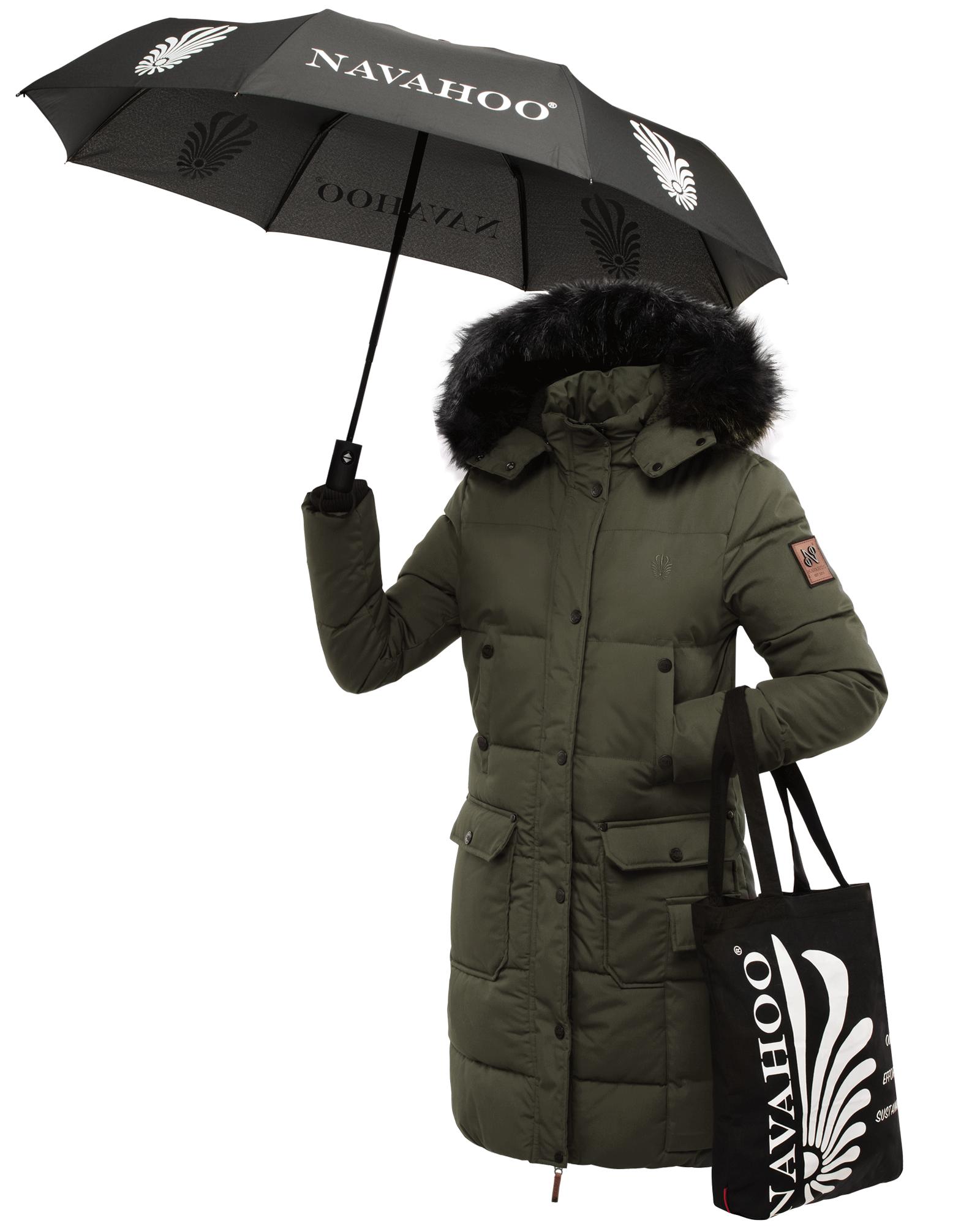 Navahoo Wintermantel "Cosimaa", Warmer Damen Parka inkl. Einkaufstasche und Regenschirm