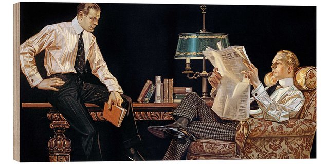 Posterlounge Holzbild Joseph Christian Leyendecker, Herrenmode 1914, Büro Vintage Malerei