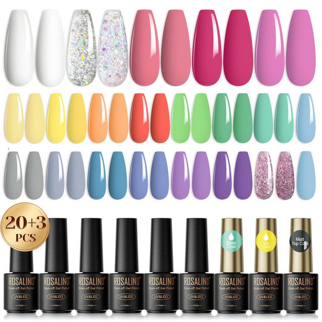 Scheiffy Nagellack-Set Gel-Nagellack,20 Farben Nagellackkleber,DIY-Maniküre,Einfarbiger, Geeignet für Anfänger und professionelle Nagelliebhaber