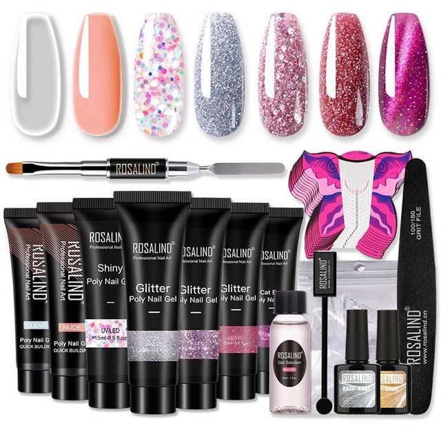 Scheiffy Nagellack-Set Nagellack,Kristall-Nagellack,Nagelverlängerungskleber,7 Farben, Nagel-Verzögerung,Schnelles Trocknen