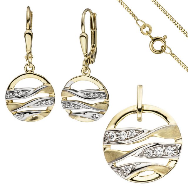 Schmuck Krone Schmuckset Schmuck-Set aus 333 Gelbgold mit Zirkonia, 42cm, Gold 333