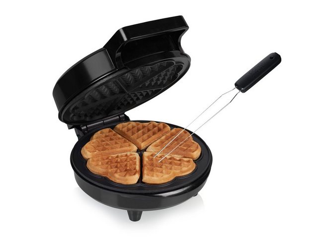 Setpoint Waffeleisen, 1200 W, 5 herzförmige Waffeln Ø19cm Waffelbäcker Waffelmaker mit Waffel-Gabel