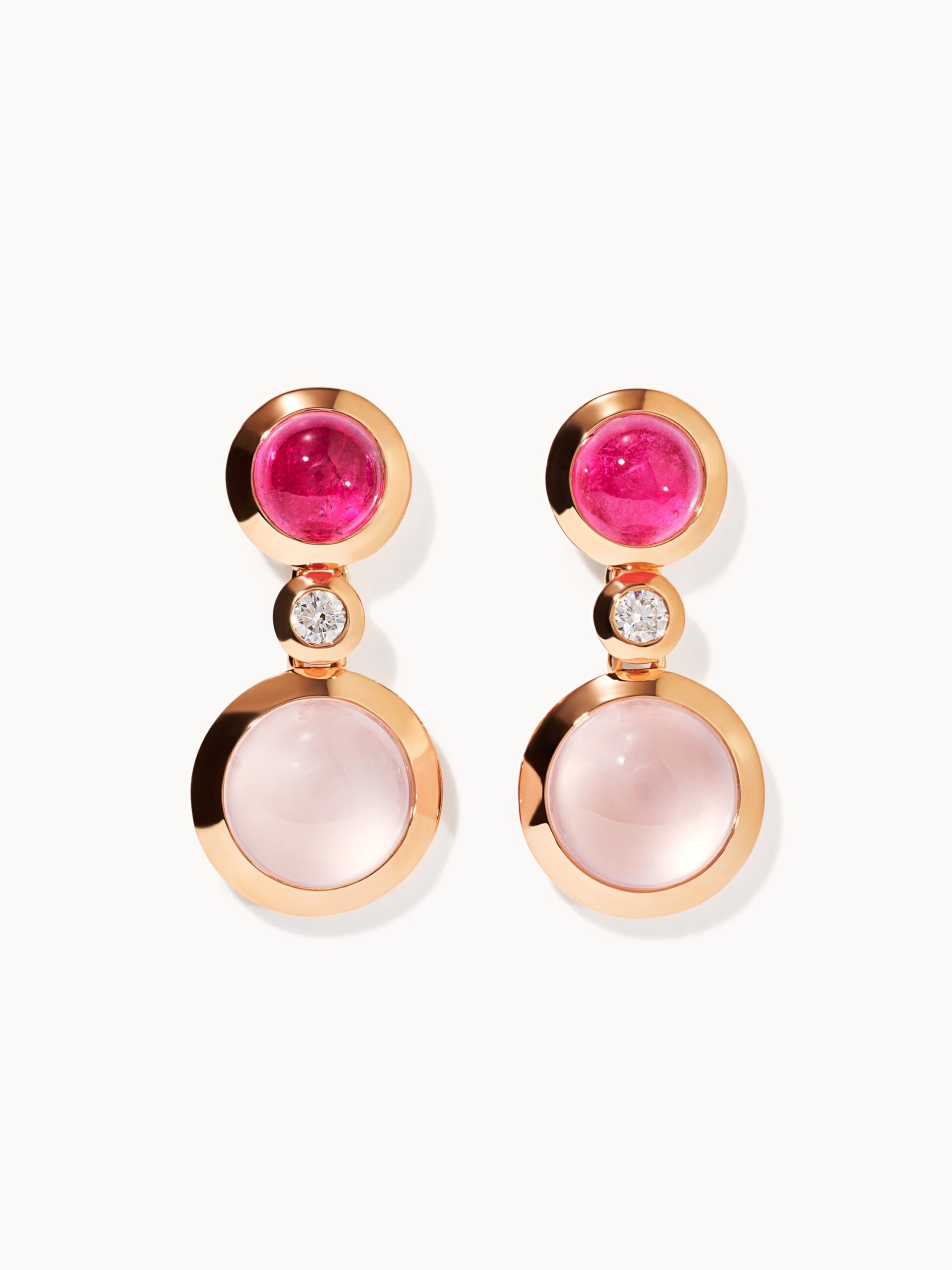 TAMARA COMOLLI Ohrringe OHRRINGE BOUTON 2 CABOCHONS 'BLUSH' / CLASSIC 18K Roségold