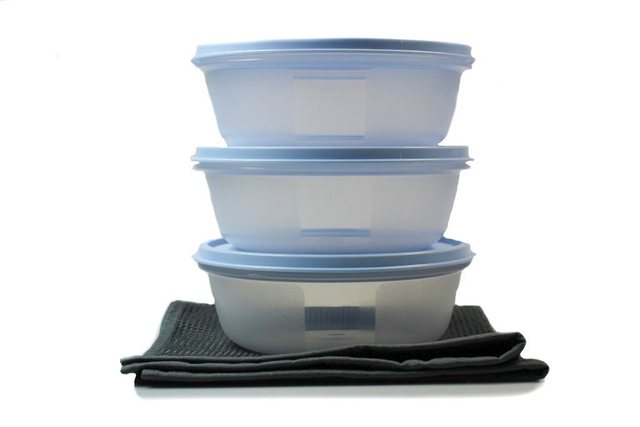 TUPPERWARE Back-Set TUPPERWARE Kühlschrank Hit-Parade 630 ml mit hellblauem Deckel (3) +