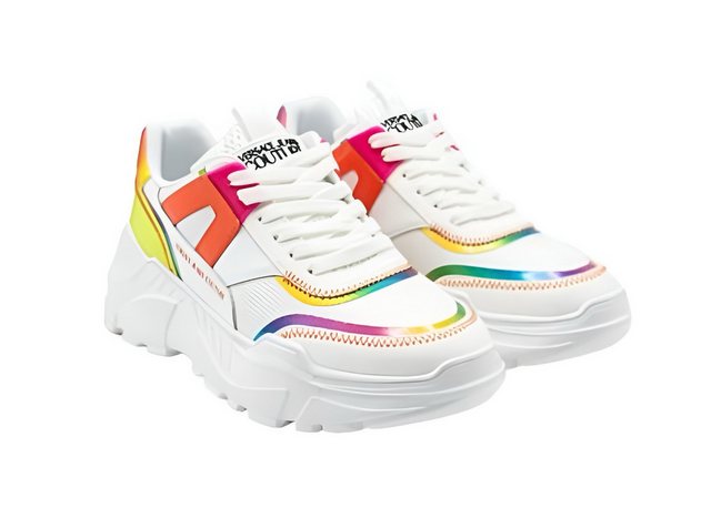 Versace VERSACE JEANS COUTURE Damen Schuhe Sneakers Damenschuhe Weiß Sneaker (Sneakers, Damen Schuhe Sneakers) Turnschuhe, Leder, damenmode schuhe, Mode