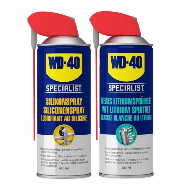 WD-40 Schmierfett Silikonspray 400 ml + Lithiumsprühfett 400 ml, 800 ml, (2-St)