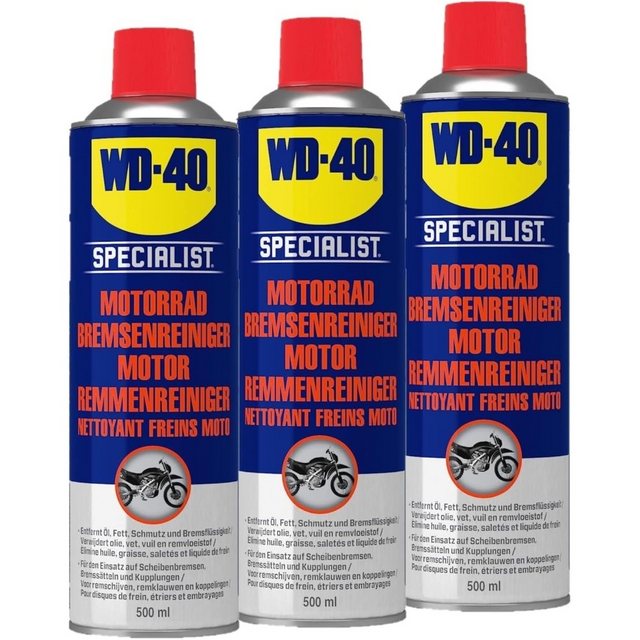 WD-40 Schmierfett Specialist Motorrad Bremsenreiniger 3x500ml, 1500 ml, (3-St)